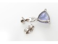 14k White Gold Trillion Tanzanite And Diamond Drop Earrings