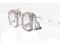 18k White Gold Cushion Fantasy Cut Amethyst And Diamond Halo Earrings