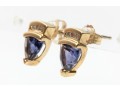 14k Yellow Gold Trillion Tanzanite And Diamond Stud Earrings