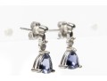 14k White Gold Trillion Tanzanite And Diamond Drop Earrings