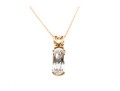 14K Yellow Gold White Zircona Pendant Necklace