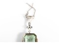 Antique 9K White Gold Uranium Glass Pendant Necklace