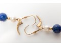 14k Yellow Gold Cultured Pearl And Lapis Lazuli Drop Earrings