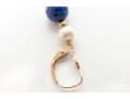 14k Yellow Gold Cultured Pearl And Lapis Lazuli Drop Earrings