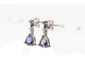 14k White Gold Trillion Tanzanite And Diamond Drop Earrings