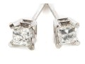 14k White Gold Princess Moissanite Stud Earrings