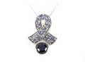 10k White Gold Tanzanite Set Ribbon Motif Pendant Necklace