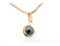 14k Yellow Gold Dainty Glass Evil Eye Pendant Necklace