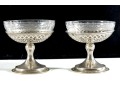 Pair Of Sterling Silver & Glass Dessert Cups