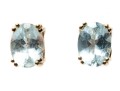 14k Yellow Gold Oval Faceted Aquamarine Stud Earrings, App. 1.94 TCW