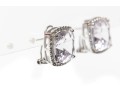 18k White Gold Cushion Fantasy Cut Amethyst And Diamond Halo Earrings