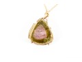 14k Yellow Gold Watermelon Tourmaline Pendant Necklace