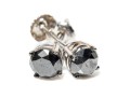 10k White Gold Black Diamond Stud Earrings
