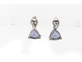 14k White Gold Trillion Tanzanite And Diamond Drop Earrings
