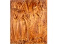 Wood Carved Maiden & Devil Relief