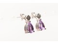 Sterling Silver Pair Of Pretty Pear Amethyst And White Sapphire Pendant Earrings