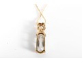 14K Yellow Gold White Zircona Pendant Necklace