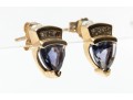 14k Yellow Gold Trillion Tanzanite And Diamond Stud Earrings