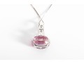 14k White Gold Pink Topaz Doublet And Diamond Pendant Necklace