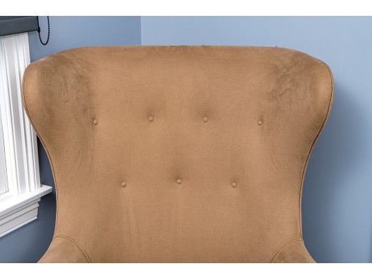 Handsome Suede Wingback Chair
