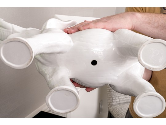 Z Gallerie White Ceramic Elephant Planter