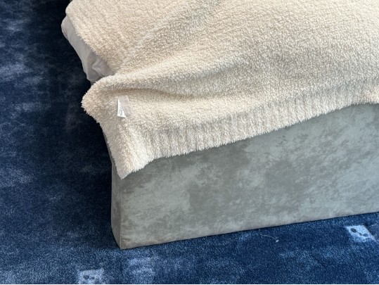 Queen Size Gray Upholstered Platform Bed