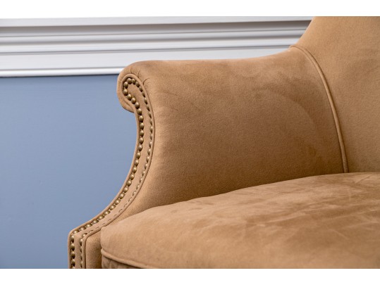 Handsome Suede Wingback Chair