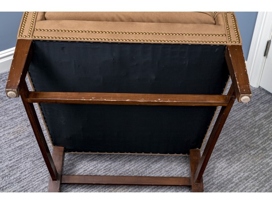 Handsome Suede Wingback Chair