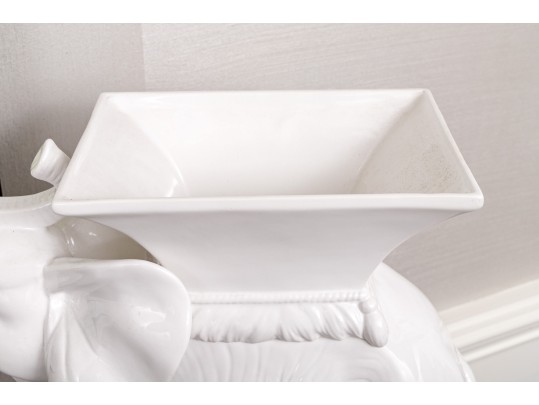 Z Gallerie White Ceramic Elephant Planter