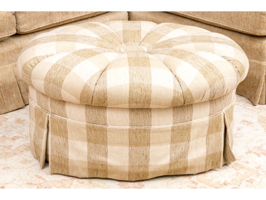 Custom Tuft Ottoman With Pleated Skirt