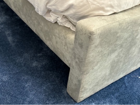 Queen Size Gray Upholstered Platform Bed
