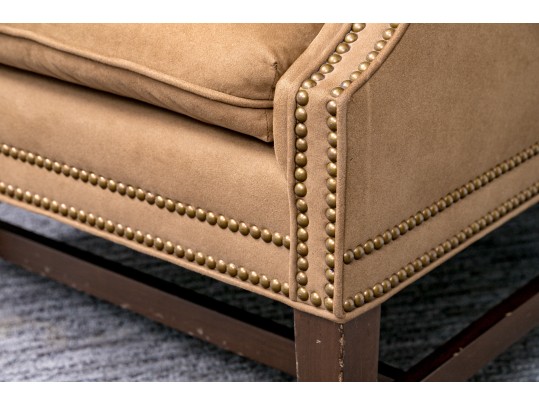 Handsome Suede Wingback Chair