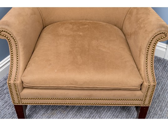 Handsome Suede Wingback Chair
