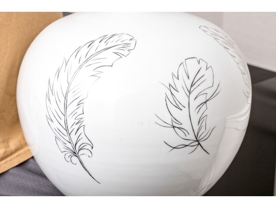 Pair Of Legend Of Asia Handmade Table Vases With Feather Motifs
