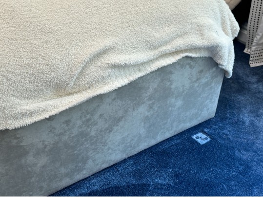 Queen Size Gray Upholstered Platform Bed