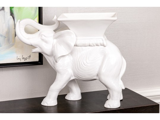 Z Gallerie White Ceramic Elephant Planter