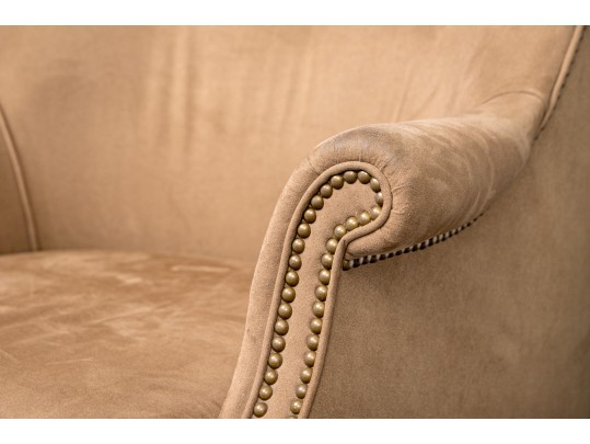 Handsome Suede Wingback Chair
