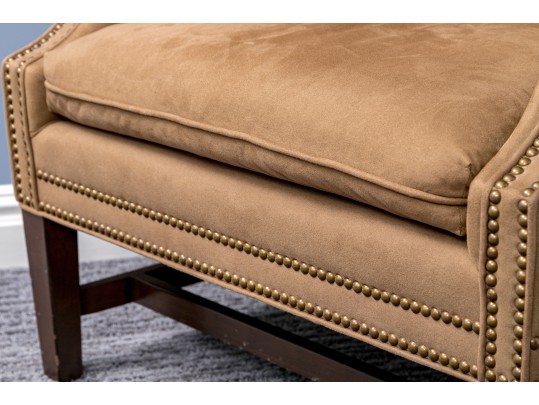 Handsome Suede Wingback Chair