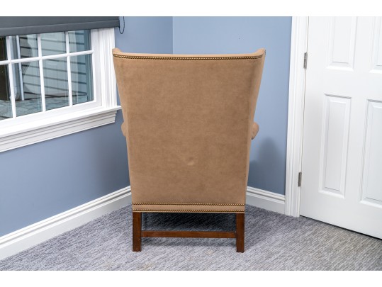 Handsome Suede Wingback Chair