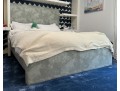Queen Size Gray Upholstered Platform Bed