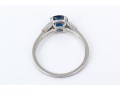 Tiffany & Co. Platinum Lovely Vintage Blue Sapphire And Baguette Diamond Ring, Size 6