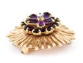 Tiffany & Co. 14k Yellow Gold Stunning Amethyst And Diamond Cluster Set Fur Clip