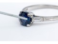 Tiffany & Co. Platinum Lovely Vintage Blue Sapphire And Baguette Diamond Ring, Size 6