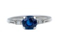 Tiffany & Co. Platinum Lovely Vintage Blue Sapphire And Baguette Diamond Ring, Size 6