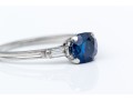 Tiffany & Co. Platinum Lovely Vintage Blue Sapphire And Baguette Diamond Ring, Size 6