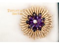 Tiffany & Co. 14k Yellow Gold Stunning Amethyst And Diamond Cluster Set Fur Clip