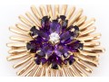 Tiffany & Co. 14k Yellow Gold Stunning Amethyst And Diamond Cluster Set Fur Clip