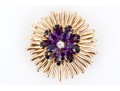 Tiffany & Co. 14k Yellow Gold Stunning Amethyst And Diamond Cluster Set Fur Clip