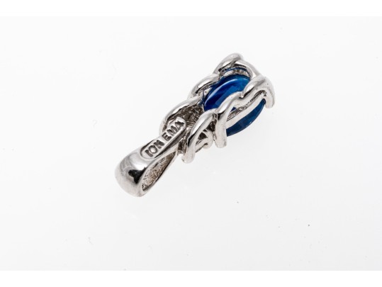 Petite 10K White Gold Sapphire And Diamond Pendant