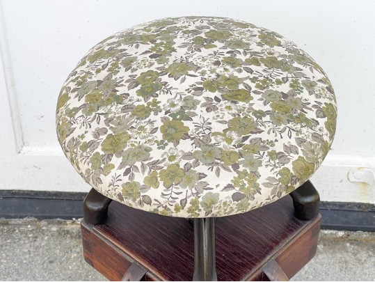 Vintage Upholstered Mahogany Piano Stool 